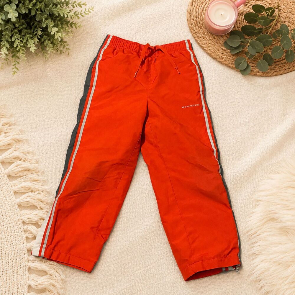 Old Navy Orange Track Pants Kids Athletic Windbreaker Joggers Y2K Style